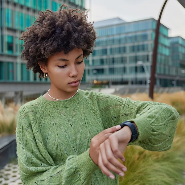 Athlete wearing smartwatch